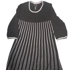*SPENSE SWEATER DRESS* BLACK WHITE KNIT 3/4 SLEEVE